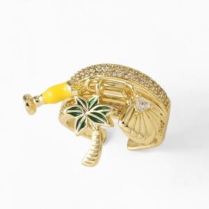 VACAY GOLD CZ CHARM ADJUSTABLE RING